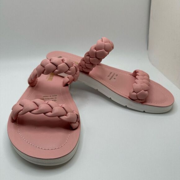 CUSHIONAIRE Women's braided slide sandal +Memory Foam 6.5 PINK - Picture 6 of 7